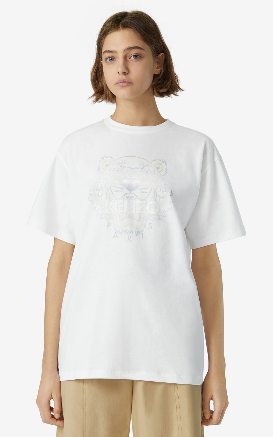 Camisetas Kenzo Oversize Tiger Mujer Blancas FYE589764